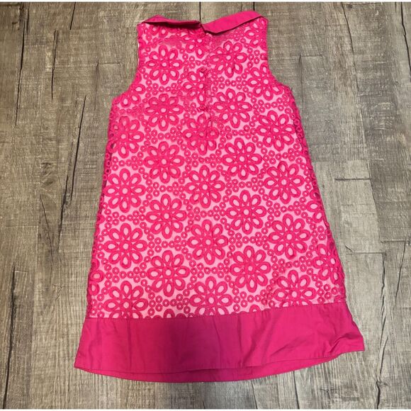 Gymboree Girls Dress Size 6 | Pink Floral Lace Overlay Sleeveless Bow Trim - Picture 3 of 3